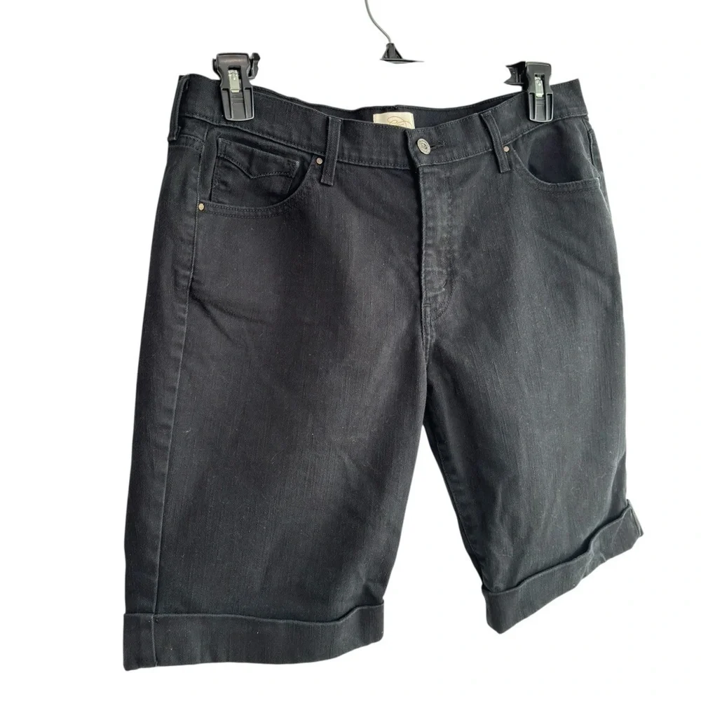 Levi's 515 Bermuda Shorts Womens Size 14 Black Denim Rhinestone Pockets Stretch